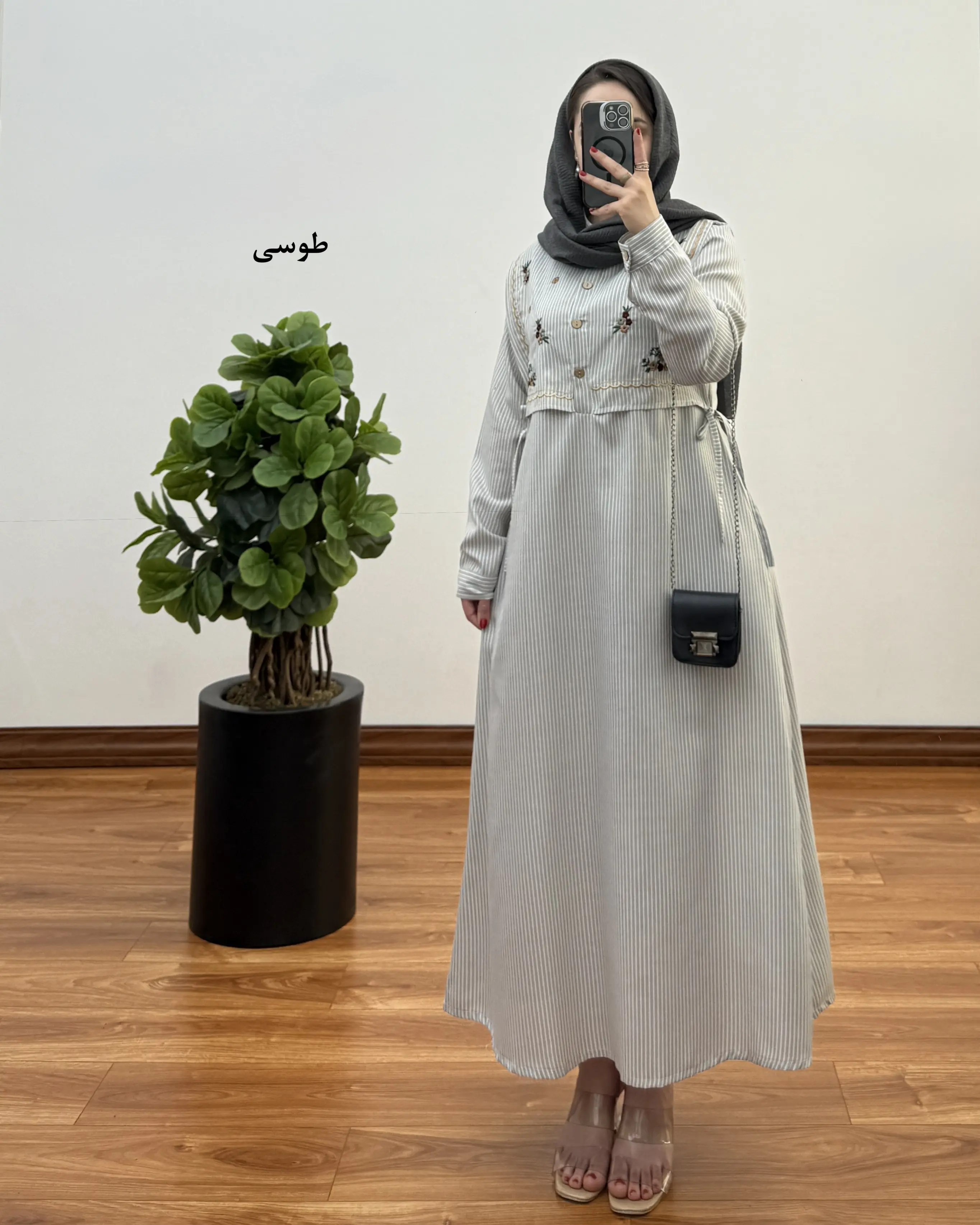 پیراهن مانتویی دیپلمات نخی مدل نیلی